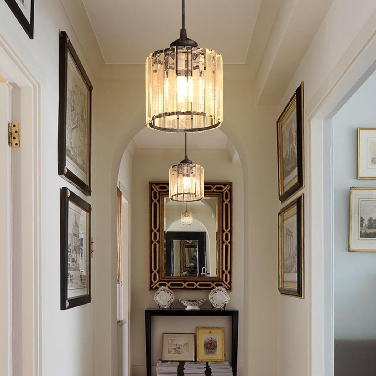 Luminária Lustre Pendente Teto 13cm Cristal Metal Gimpo Kjdd-e-001 Cor:preto - 9