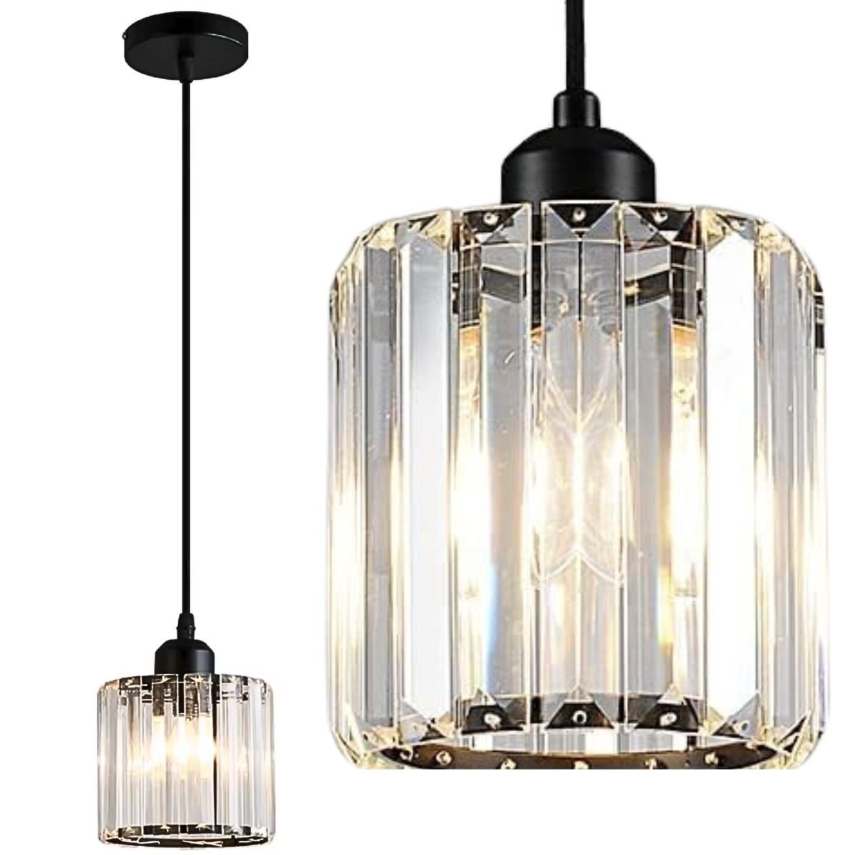 Ver imagem 1 de Luminária Lustre Pendente Teto 13cm Cristal Metal Gimpo Kjdd-e-001 Cor:preto