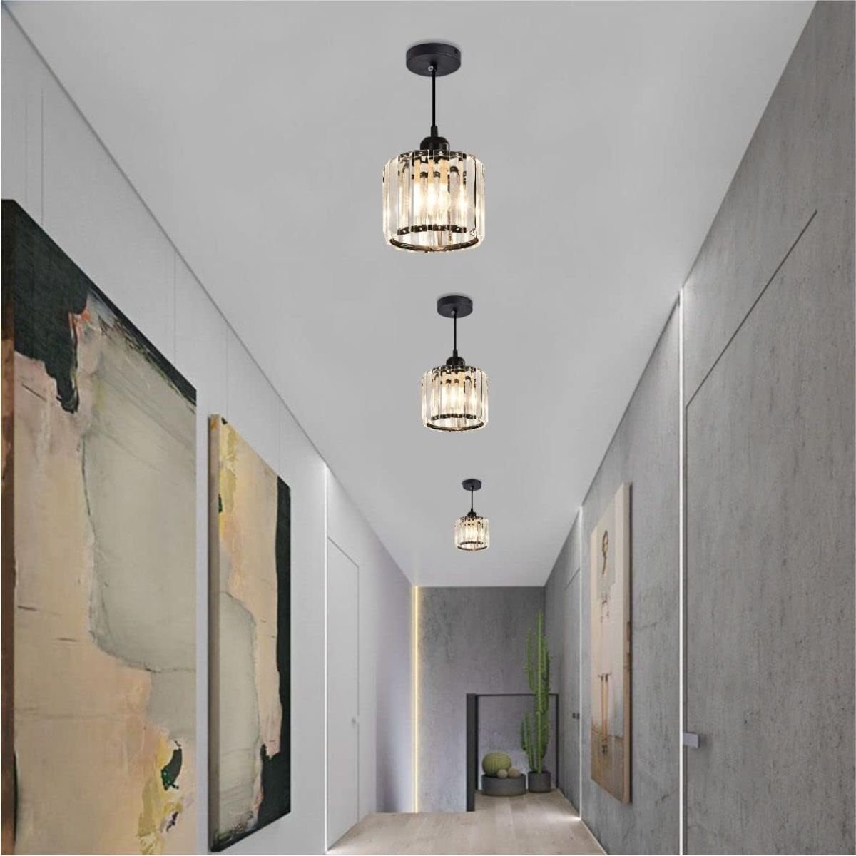 Luminária Lustre Pendente Teto 13cm Cristal Metal Gimpo Kjdd-e-001 Cor:preto - 11