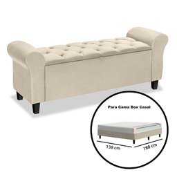 Divã Recamier Baú 1.30 para Cama de Casal Dubai Pávia Areia - Lh Móveis - 5