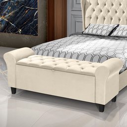 Divã Recamier Baú 1.30 para Cama de Casal Dubai Pávia Areia - Lh Móveis - 1