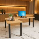 Ver imagem 1 de Mesa em L 150x150 Home Office Estudo Preta ou Mel Clickforte Marrom