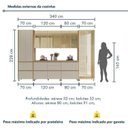 Ver imagem 3 de Cozinha Rainha 6 Peças 10 Portas Cristaleira Reflecta 100% MDF Bege/Greige