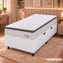 Ver imagem 2 de Cama Box Baú Colchão Solteiro Molas Ensacadas City Pillow Top 88x188x64cm Branco / Preto