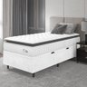 Cama Box Baú Colchão Solteiro Molas Ensacadas City Pillow Top 88x188x64cm Linho Branco / Preto - 1