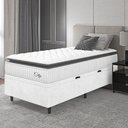 Ver imagem 1 de Cama Box Baú Colchão Solteiro Molas Ensacadas City Pillow Top 88x188x64cm Linho Branco / Preto