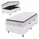 Ver imagem 1 de Cama Box Baú Colchão Solteiro Molas Ensacadas City Pillow Top 88x188x64cm Branco / Preto