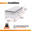 Ver imagem 3 de Cama Box Baú Colchão Solteiro Molas Ensacadas City Pillow Top 88x188x64cm Branco / Preto