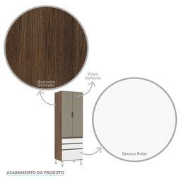 Paneleiro Torre 70cm 2 Portas Alumínio Inox Reflecta Bronze 2 Gavetas 1 Gavetão Jade Luciane Móveis - 3