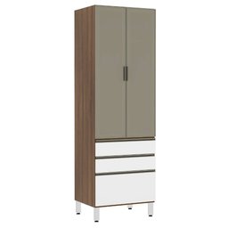 Paneleiro Torre 70cm 2 Portas Alumínio Inox Reflecta Bronze 2 Gavetas 1 Gavetão Jade Luciane Móveis - 1