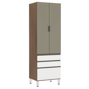 Paneleiro Torre 70cm 2 Portas Alumínio Inox Reflecta Bronze 2 Gavetas 1 Gavetão Jade Luciane Móveis