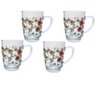 Jogo 4 Canecas Vidro Redonda para Chá Cappuccino 300ml - Borboleta - 1