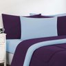 Kit Edredom + Jogo De Lençol 7Pçs Casal Roxo Azul Bebê - 4