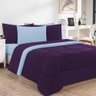 Kit Edredom + Jogo De Lençol 7Pçs Casal Roxo Azul Bebê - 1