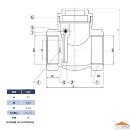 Válvula de Retenção Horizontal 1.1/2 Pol com Portinhola de Latão Forjado Ivm Italy - 4