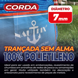 Corda Trançada Pe Virgem S/alma C/aprox. 361 Metros - Azul 7mm - 2