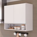 Ver imagem 2 de Armário Aéreo Multiuso Lux 80cm 100%mdf 02 Portas com Nicho Integrado Branco - Abmaza