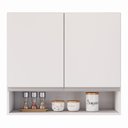 Ver imagem 6 de Armário Aéreo Multiuso Lux 80cm 100%mdf 02 Portas com Nicho Integrado Branco - Abmaza