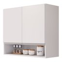 Ver imagem 1 de Armário Aéreo Multiuso Lux 80cm 100%mdf 02 Portas com Nicho Integrado Branco - Abmaza