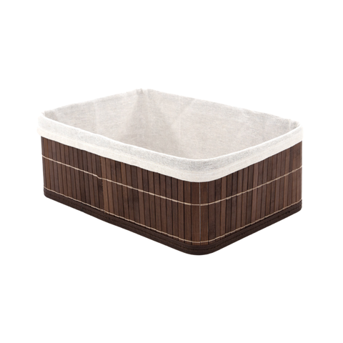 Cesto Organizador Dobravel Bambu Escuro 33x23x12 Mimo Style