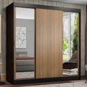 Ver imagem 1 de Guarda-Roupa Casal Madesa Reno 3 Portas de Correr com Espelhos Preto/Rustic Cor:Preto/Rustic