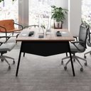 Ver imagem 2 de Mesa Escritório Plataforma 2 Pessoas 135cm com Tampo Chanfrado Industrial Executive Marrom/Nogal/Preto
