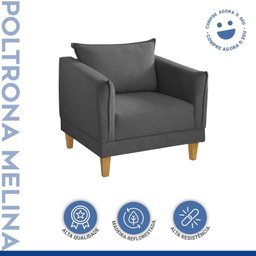 Poltrona para Sala de Estar Pés em Madeira Melina - 10
