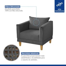 Poltrona para Sala de Estar Pés em Madeira Melina - 4