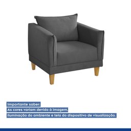 Poltrona para Sala de Estar Pés em Madeira Melina - 11