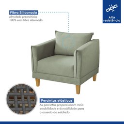 Poltrona para Sala de Estar Pés em Madeira Melina - 4