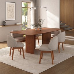 Kit Mesa de Jantar Boreal 210cm e 6 Cadeiras Jambu Cabecasa Madeiramadeira - 1
