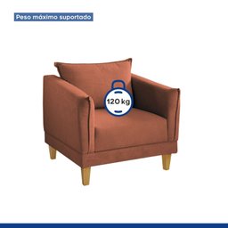 Poltrona para Sala de Estar Pés em Madeira Melina - 7