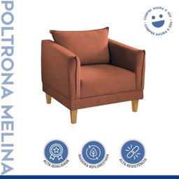 Poltrona para Sala de Estar Pés em Madeira Melina - 10