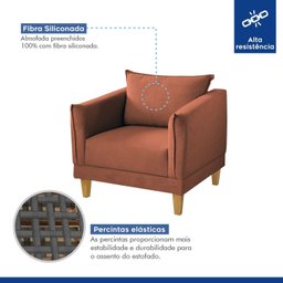 Poltrona para Sala de Estar Pés em Madeira Melina - 4