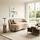 Ver imagem 1 de Sofá Orgânico 2 Lugares c/2 Almofadas Curvo Sala Recepção Amsterdã Boucle Bege - Montanari'S Decor