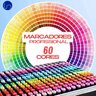 Conjunto de Canetas Marcador Permanente Ponta Dupla 60 Cores - 2