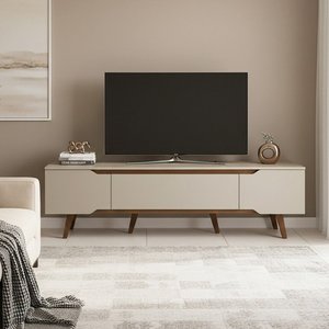 Rack Retrô Shop 1,80m Off White/cedro – para Tv 65", Moderno, Aconchegante e de Alta Qualidade