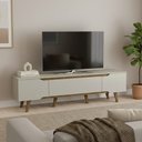Ver imagem 2 de Rack Retrô Shop 1,80m Off White/cedro – para Tv 65", Moderno, Aconchegante e de Alta Qualidade