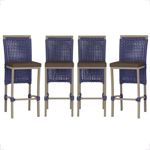 4 Banqueta em Alumínio Roma Fendi Corda Náutica Tecido 9