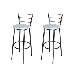 Conjunto 2 Banquetas Alta Preta Para Cozinha:Floral Areia - 1