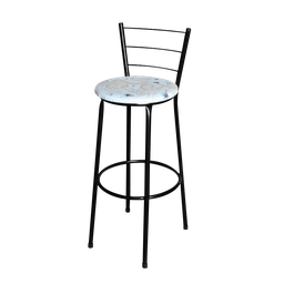 Conjunto 2 Banquetas Alta Preta Para Cozinha:Floral Areia - 2