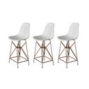 Ver imagem 1 de Kit 3 Banquetas Bistrô Alta Eames Eiffel Branca Base Ferro Cobre