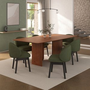 Kit Mesa de Jantar Boreal 210cm e 6 Cadeiras Jambu CabeCasa MadeiraOriginals