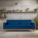 Ver imagem 1 de Sofá Living 3 Lugares Valência - 2,20mts - Veludo Azul Marinho - Estofados Pérola