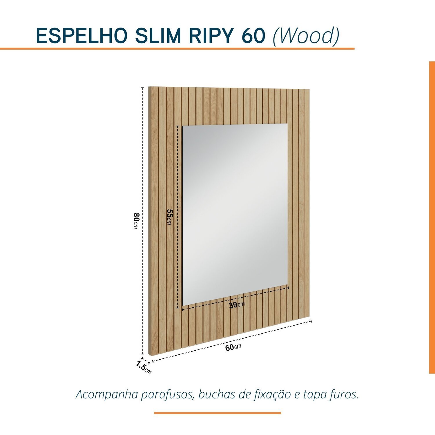 Conjunto Completo para Banheiro Slim Kit Ripy 60cm - 9