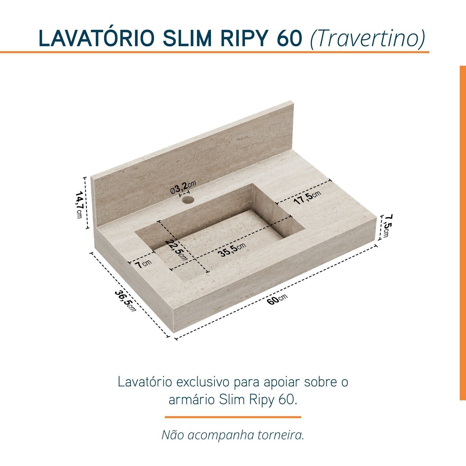 Conjunto Completo para Banheiro Slim Kit Ripy 60cm - 6