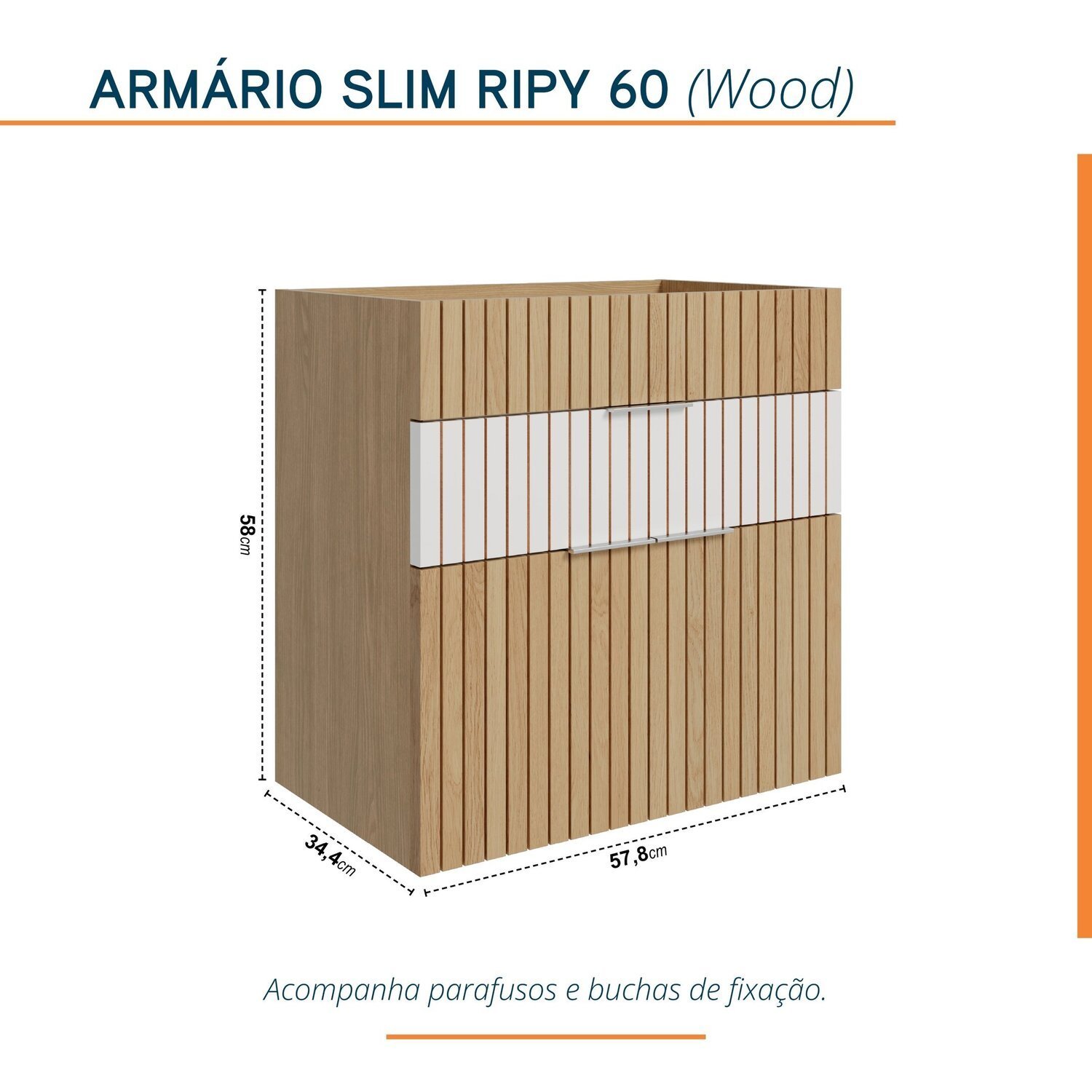 Conjunto Completo para Banheiro Slim Kit Ripy 60cm - 2