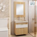 Ver imagem 1 de Conjunto Completo para Banheiro Slim Kit Ripy 60cm Yescasa Bege/Wood