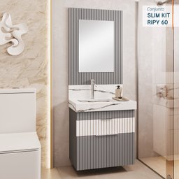 Conjunto Completo para Banheiro Slim Kit Ripy 60cm - 1
