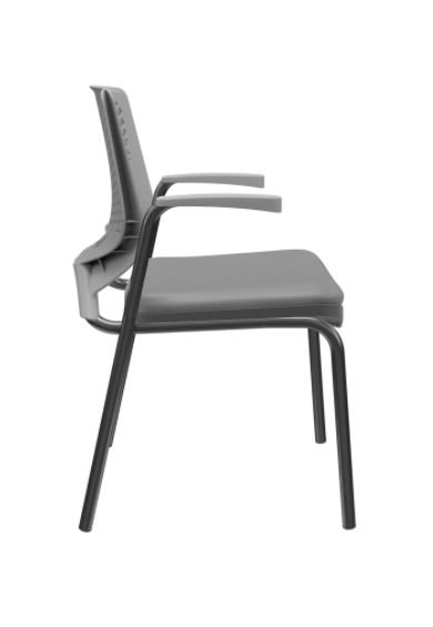 Cadeira de Escritório Fixa Aproximação 4 Pés com Braços Beezi Base Preta Assento e Encosto Grafite Pl - 2